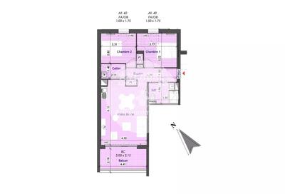 Appartement - 62 m² - 2 pièces