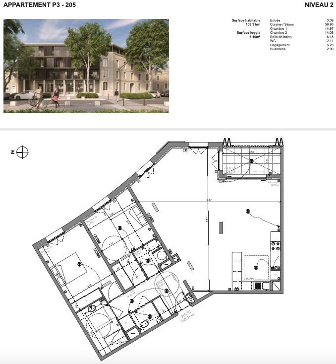 Appartement - 109 m² - 3 pièces