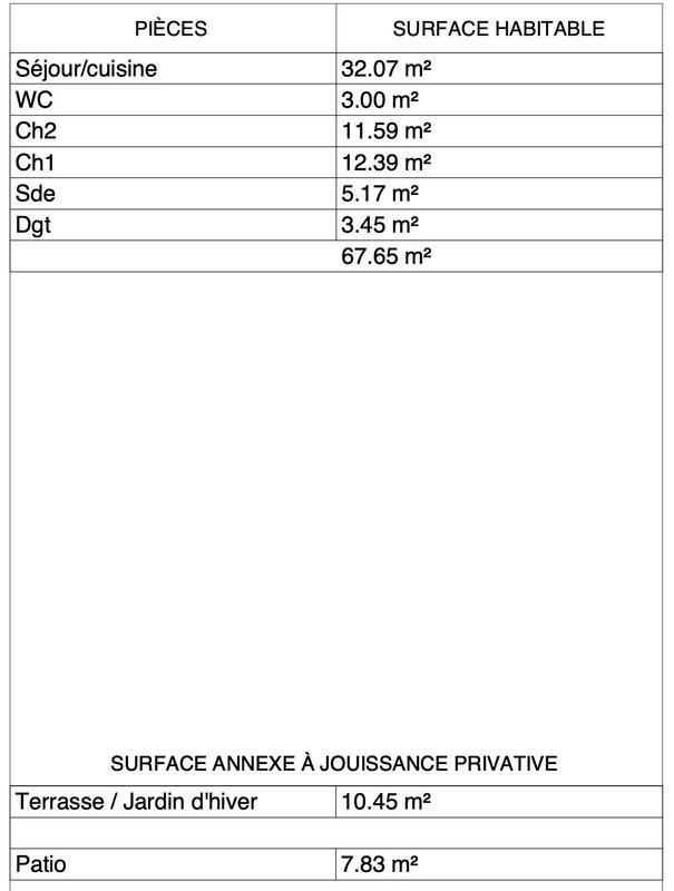 Appartement - 67 m² - 3 pièces