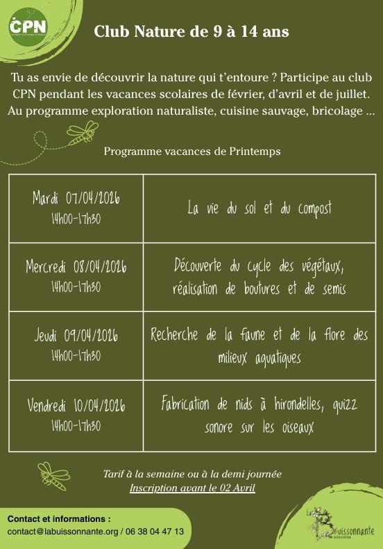 Club Nature - Recherche de la faune et de la flore des milieux aquatiques