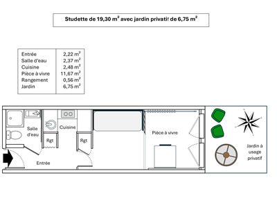 Appartement - 19 m² - 1 pièce