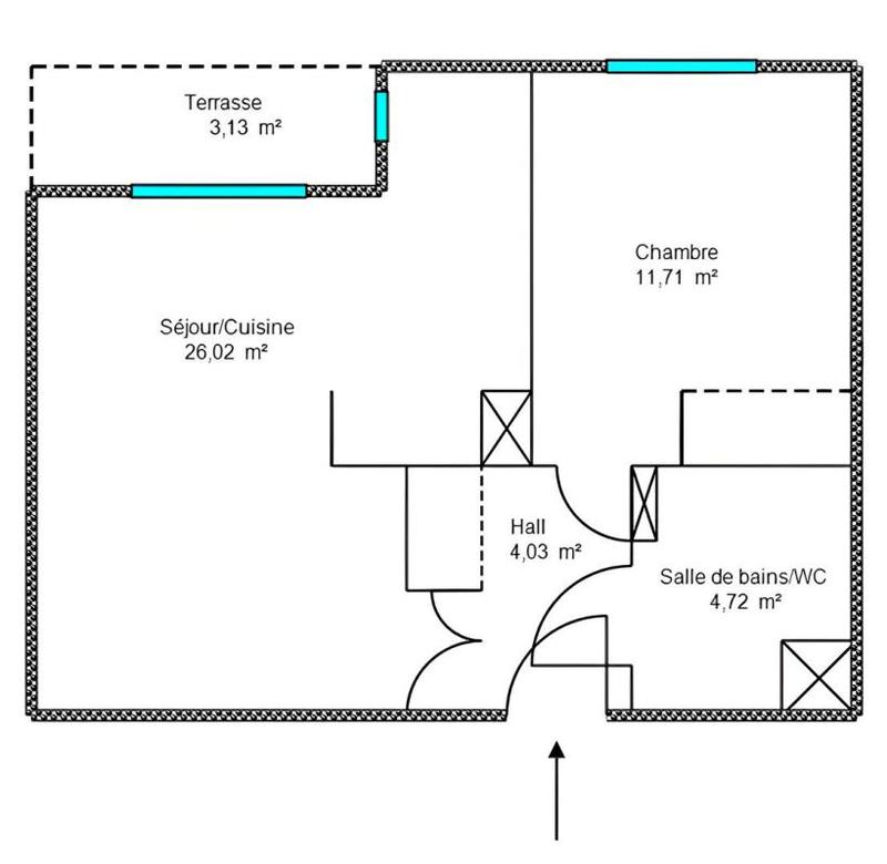 Appartement - 46 m² - 2 pièces