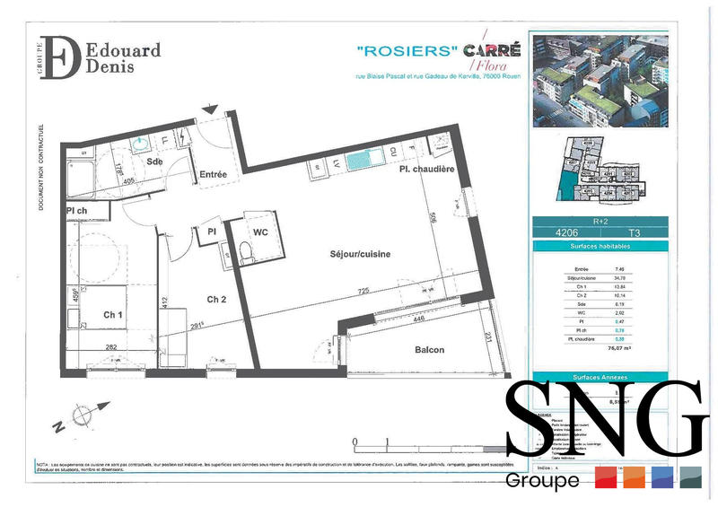 Appartement - 75 m² - 3 pièces