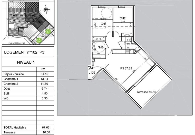 Appartement - 60 m² - 2 pièces