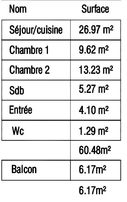 Appartement - 60 m² - 3 pièces