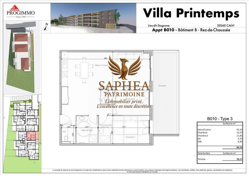 Appartement - 80 m² - 3 pièces