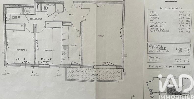 Appartement - 61 m² - 3 pièces