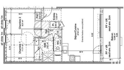 Appartement - 64 m² - 3 pièces