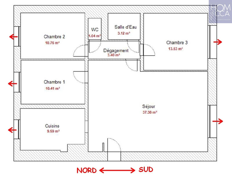 Appartement - 90 m² - 4 pièces
