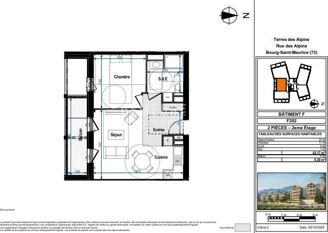 Appartement - 43 m² - 2 pièces