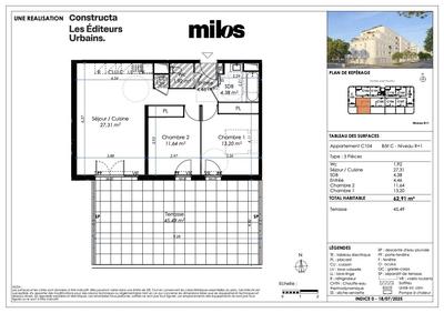 Appartement - 62 m² - 3 pièces