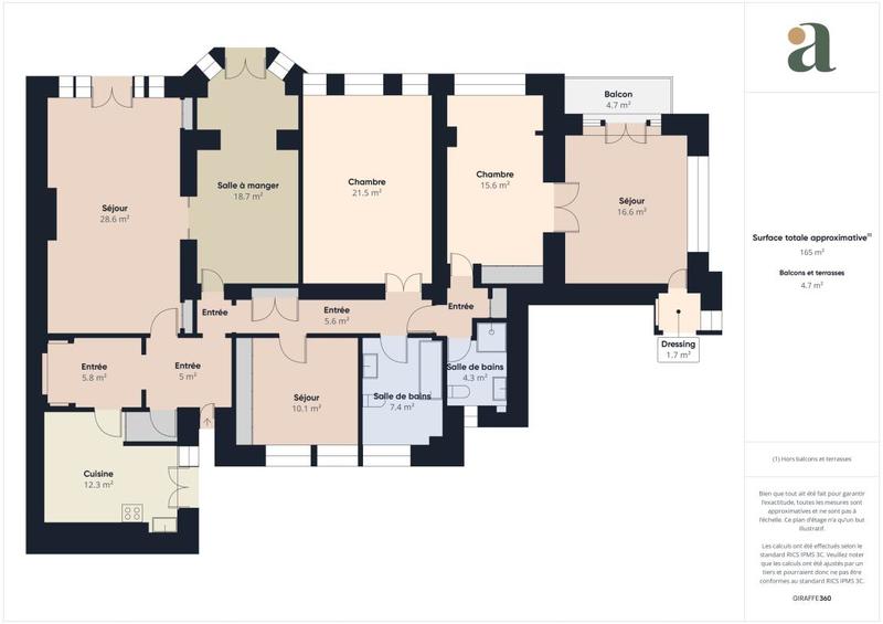 Appartement - 165 m² - 6 pièces