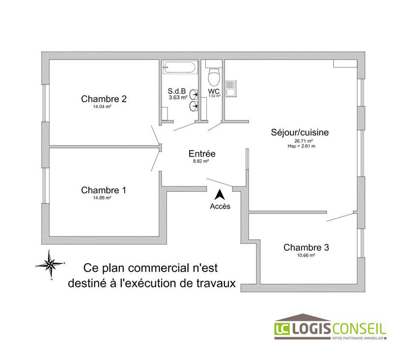Appartement - 80 m² - 4 pièces