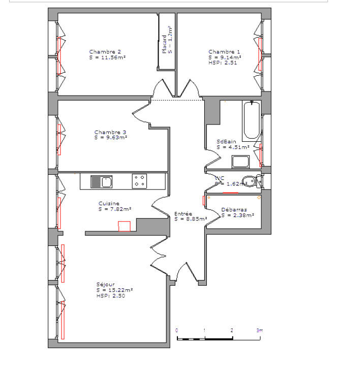 Appartement - 71 m² - 4 pièces