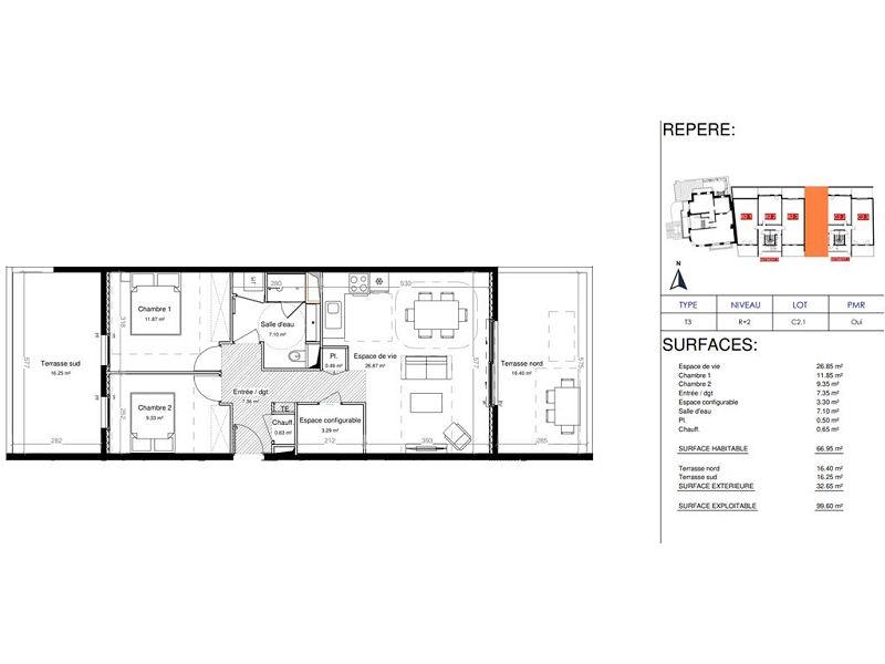 Appartement - 67 m² - 3 pièces