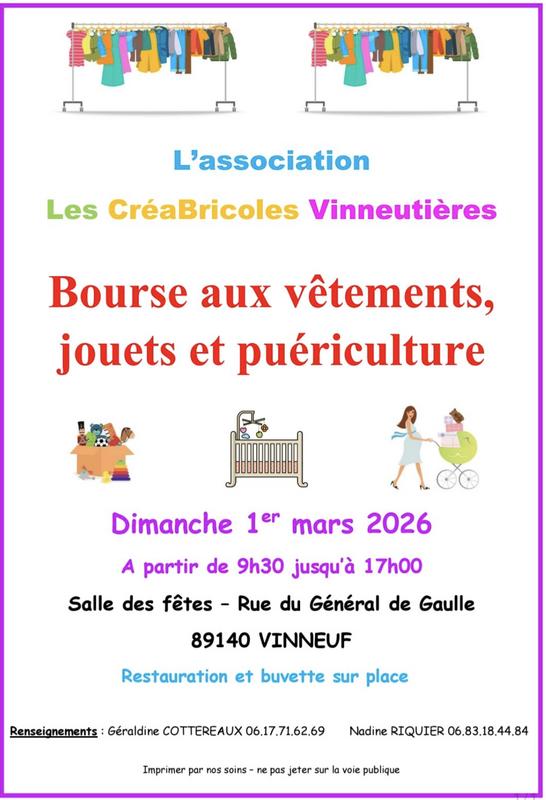 Bourse aux vêtements, jouets et puériculture
