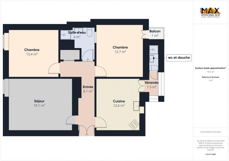 Appartement - 75 m² - 3 pièces
