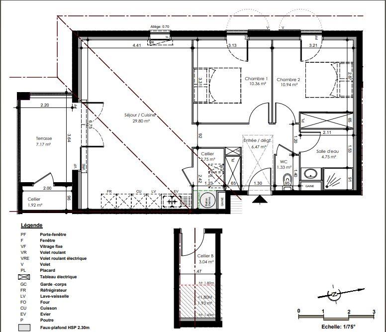 Appartement - 67 m² - 3 pièces
