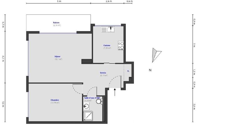 Appartement - 49 m² - 2 pièces