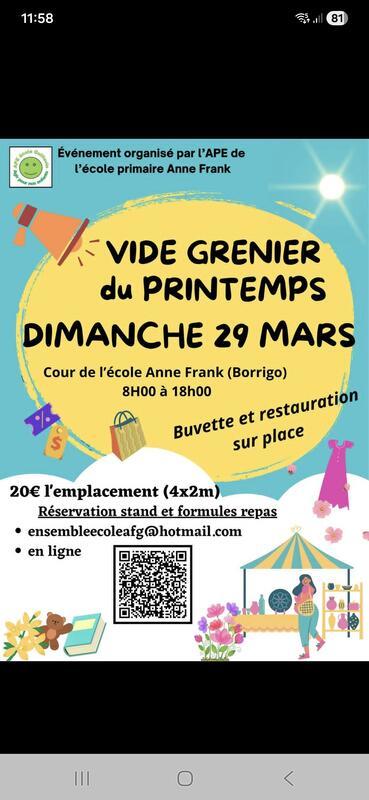 Vide grenier de l'ape école primaire anne franck