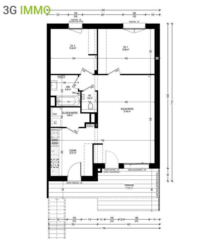 Appartement - 70 m² - 3 pièces