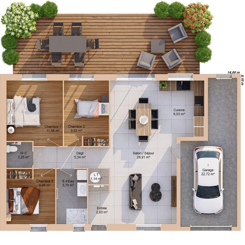 Maison - 86 m² - 5 pièces