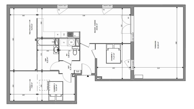 Appartement - 66 m² - 3 pièces