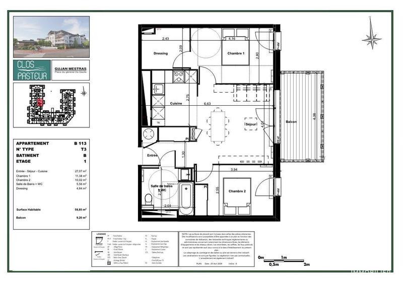 Appartement - 59 m² - 3 pièces