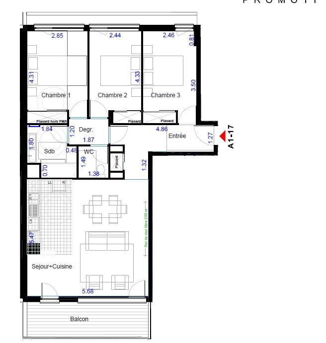 Appartement - 81 m² - 4 pièces