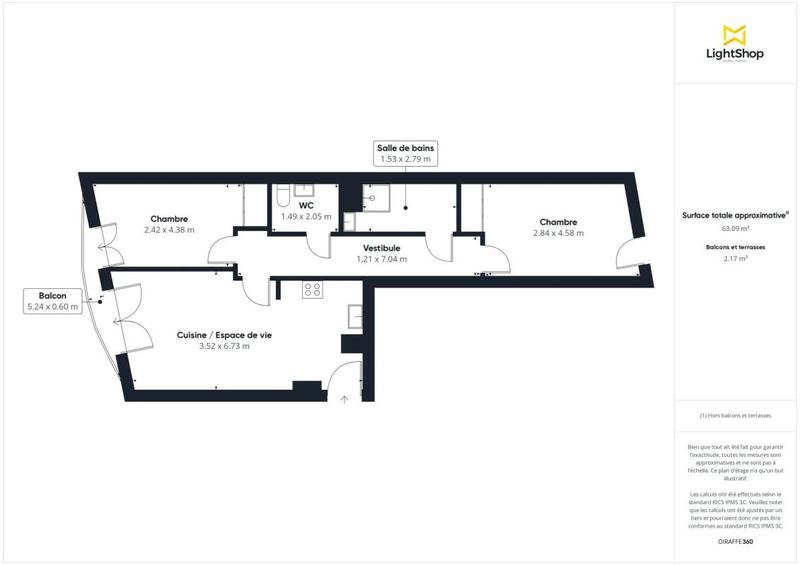 Appartement - 63 m² - 3 pièces