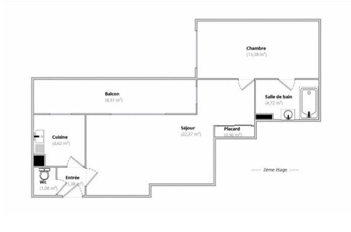 Appartement - 48 m² - 2 pièces