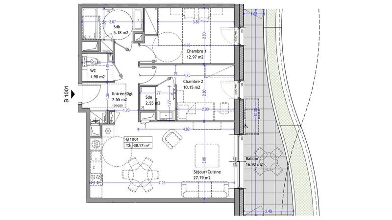 Appartement - 68 m² - 3 pièces