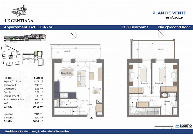 Appartement - 50 m² - 3 pièces