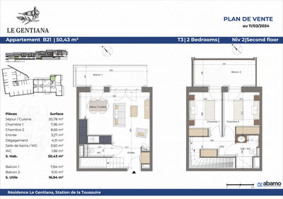 Appartement - 50 m² - 3 pièces