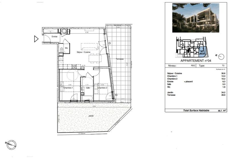Appartement - 66 m² - 3 pièces