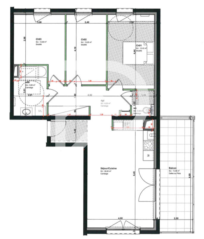Appartement - 78 m² - 4 pièces
