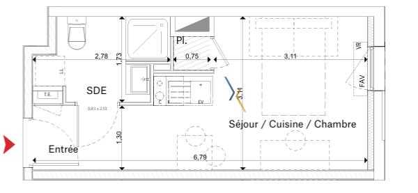 Appartement - 20 m² - 1 pièce