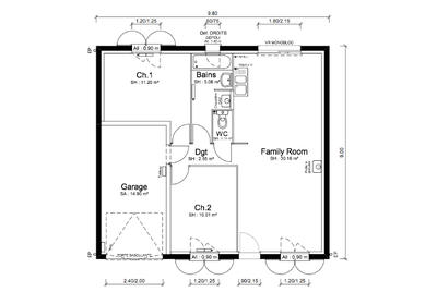Maison - 60 m² - 3 pièces