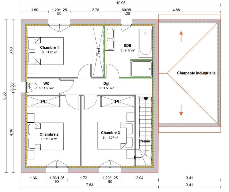 Maison - 95 m² - 4 pièces
