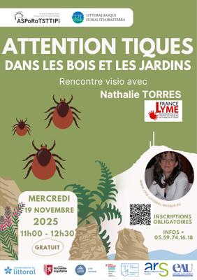 Conférence de de Nathalie Torres - &quot;Attention aux tiques dans les bois et les jardins&quot;