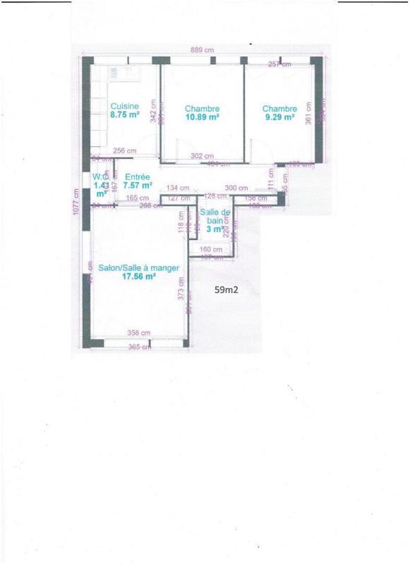 Appartement - 59 m² - 3 pièces