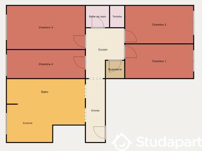 Chambre - 21 m² - 1 pièce