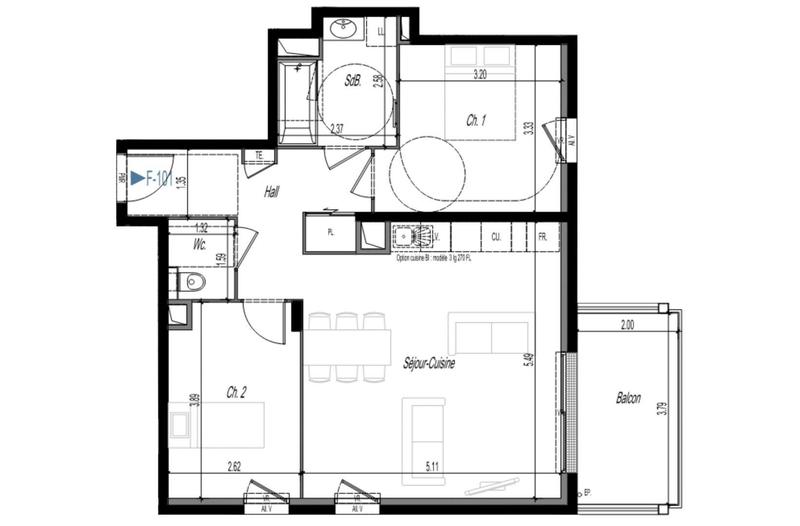 Appartement - 65 m² - 3 pièces