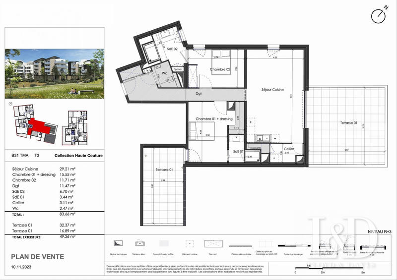 Appartement - 84 m² - 3 pièces