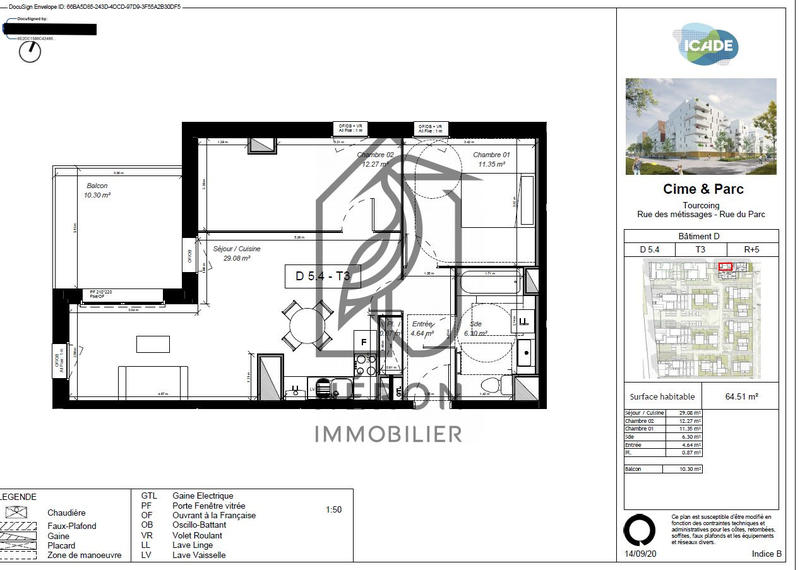 Appartement - 65 m² - 3 pièces
