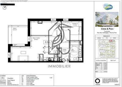 Appartement - 65 m² - 3 pièces