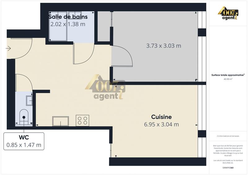 Appartement - 43 m² - 2 pièces