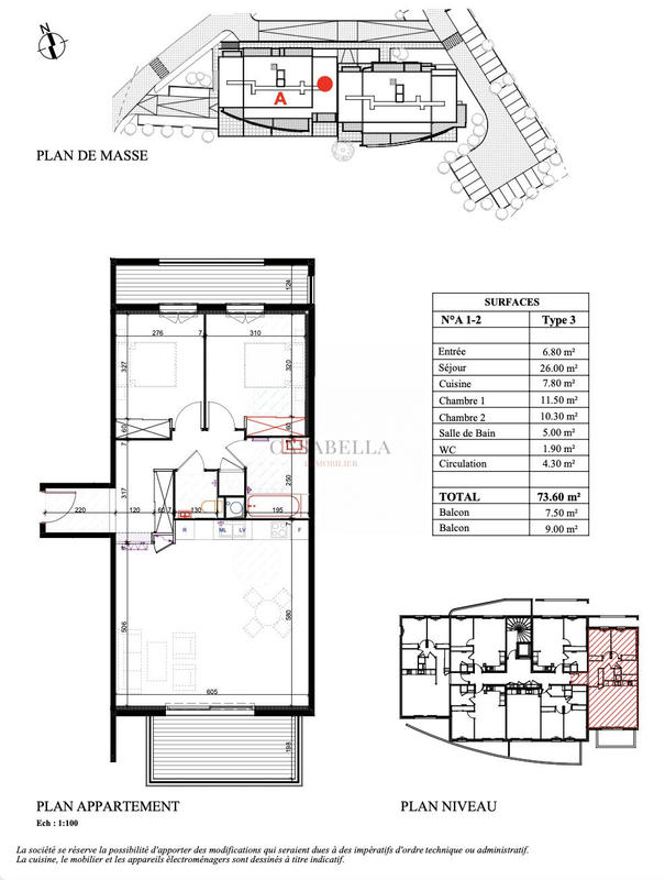 Appartement - 74 m² - 3 pièces