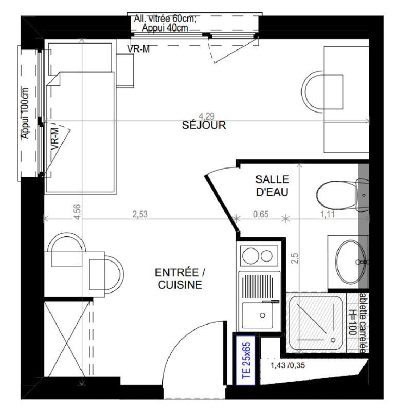 Appartement - 18 m² - 1 pièce