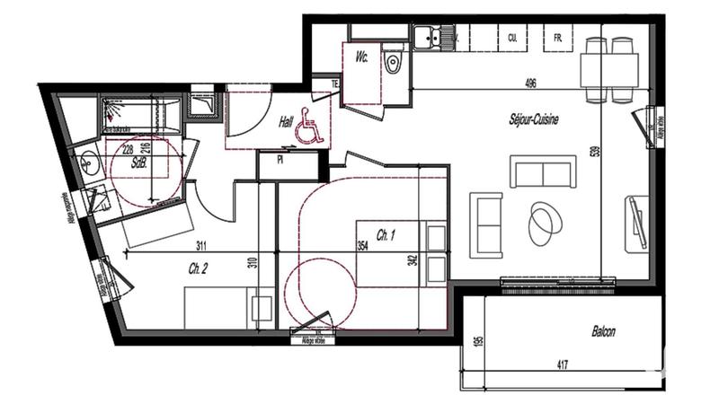 Appartement - 61 m² - 3 pièces